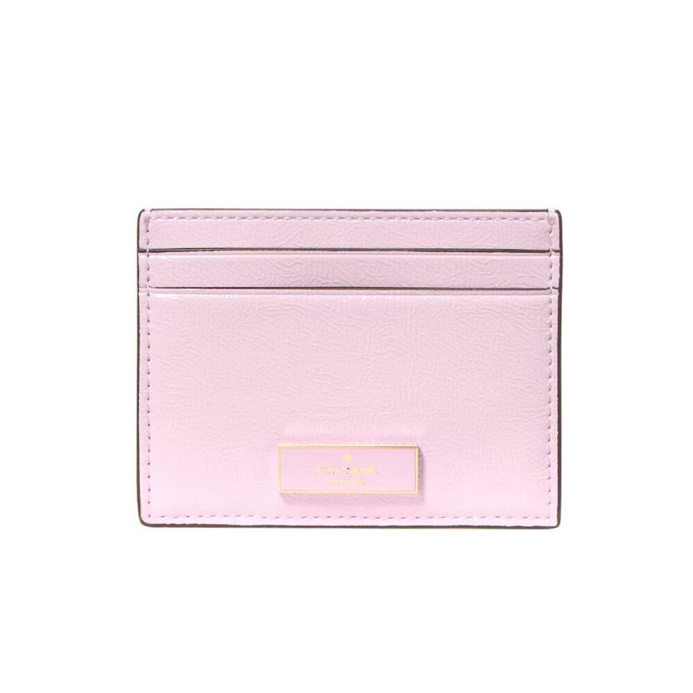 New Bridget Crinkle Patent Small Slim Card Holder Lilac Moonlight